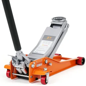 3 Ton (6000 lbs) Low-Profile Hydraulic Racing Floor Jack - Dual Piston Quick Lift Pump, Heavy-Duty Steel, 2.95"-16.54" Lifting Range for Car, SUV, Truck, Garage, Orange