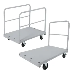 2 in 1 Steel Panel Truck Cart 2200 LB Capacity Heavy Duty Removable Sides 360° Swivel Wheels Steel Warehouse Utility