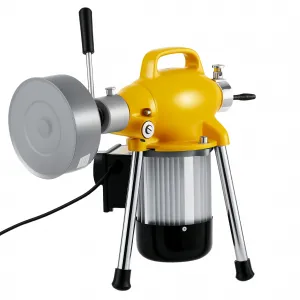 Electric Drain Cleaning Machine – 500W, 400RPM, Auto-Feed Sewer Snake Auger – 82FT (66FT x 5/8" & 16FT x 3/8") Steel Cables, 6 Cutters – Heavy Duty, Portable, For 3/4"–4" Pipes, Commercial Plumbing – GQ-75-1 Pipe Dredging Machine
