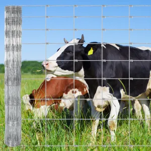 Livestock Fence, 5‘ x 164’ Galvanized Wire Fencing, Cattle Farm Fence, Deer Fences, Heavy Zinc Goat Fences for Goat Deer Yard Livestock Protection