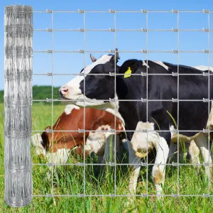 Livestock Fence, 4Ft x 328Ft Galvanized Wire Fencing, Cattle Farm Fence, Deer Fences, Heavy Zinc Goat Fences for Goat Deer Yard Livestock Protection