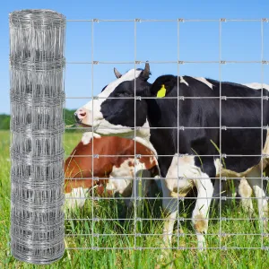 Livestock Fence, 5Ft x 328Ft Galvanized Wire Fencing, Cattle Farm Fence, Deer Fences, Heavy Zinc Goat Fences for Goat Deer Yard Livestock Protection