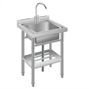 20"W x 20"D x 32"H Stainless Steel Utility Sink Single Bowl Free Standing with Rack Faucet Hot Cold Water Plumbing Laundry Kitchen Garage Outdoor Deep Basin Heavy-Duty