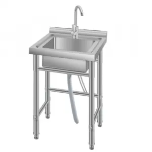 20"W x 20"D x 32"H Stainless Steel Utility Sink Single Bowl Free Standing with Faucet Hot & Cold Water for Laundry Kitchen Garage Outdoor, Deep Basin, Heavy-Duty