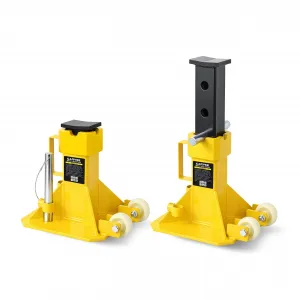 22 Ton Jack Stands, Heavy-Duty Pin-Type Car Jack Stands with Lock, 2 Caster Wheels, Wide Base Safety Design, Adjustable Height (13.8"-19.7") for Trucks, Trailers, and Equipment, Yellow