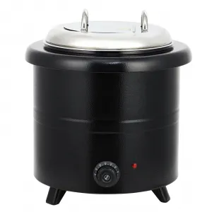 13.7QT Commercial Soup Kettle With Stainless Steel Insert For Banquet & Buffet, Built-in Lid, Anti-Scald Handle, Silver