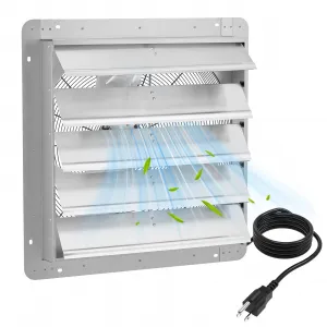 20" Shutter Exhaust Fan Wall Mounted with Auto Shutters for Garage, Attic, Greenhouse, Shed, 20 Inch, Aluminum