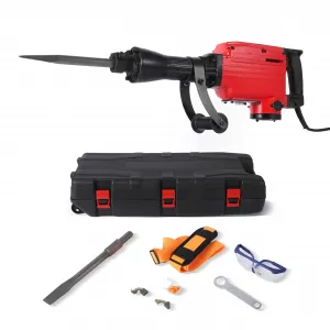 3600W Electric Demolition Jack Hammer Concrete Breaker 1900 BPM Heavy Duty Drill with 2 Bits 360 Degree Swiveling Handle Gloves Carrying Case for Trenching and Breaking Holes