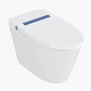 Elongated Smart Toilet with Bidet, Auto Open/Close Lid, Heated Seat, Auto & Foot Flush, Warm Wash & Dryer, Night Light and LED Display, ADA Comfort Height, Blackout Flush for Bathroom, Blue
