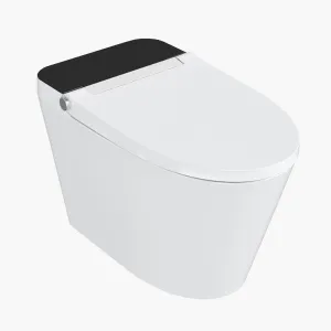 Elongated Smart Toilet with Bidet, Auto Open/Close Lid, Heated Seat, Auto & Foot Flush, Warm Wash & Dryer, Night Light and LED Display, ADA Comfort Height, Blackout Flush for Bathroom, Black