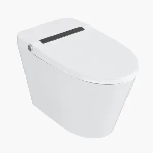 Elongated Smart Toilet with Bidet, Auto Open/Close Lid, Heated Seat, Auto & Foot Flush, Warm Wash & Dryer, Night Light and LED Display, ADA Comfort Height, Blackout Flush for Bathroom, Gunmetal Grey