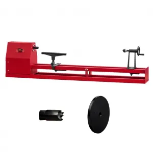 Benchtop Wood Lathe 0.5 HP 370W Power Wood Turning Lathe Machine 4 Speed Adjustable RPM with Chisels Faceplate Plastic Handle Hex Wrench for Woodworking Woodturning