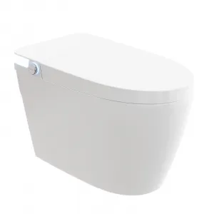 Luxury Smart Toilet with Bidet, Auto Open/Close Lid, Tankless Flush, Instant Warm Water, Heated Seat, Warm Air Dryer, Touchless Flush, Night Light for Bathroom, White