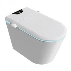 Integrated Smart Toilet with Bidet, Heated Seat, Warm Water Wash & Dryer, Foot Sensor Flush, LED Display, and Blackout Flush for Modern Luxury Bathroom