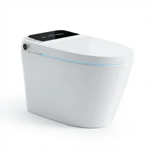 Elongated One-Piece Smart Toilet in Tankless Design with Bidet, Auto Open/Close, Heated Seat, Instant Warm Water & Dryer and Foot Sensor Operation for Bathroom