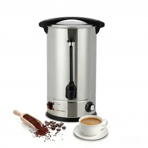 14 L/100 Cups Coffee Urn Double Wall Stainless Steel Coffee Maker for Buffet Catering Wedding Gathering Silver