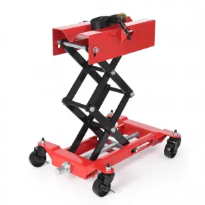 450 lbs Low-Profile Transmission Jack, Adjustable Floor Jack with Safety Strap, Heavy-Duty Auto Repair Lifting Jack with 4 Wheels for Garage and Repair Shop, Red