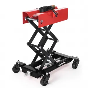 450 lbs Low-Profile Transmission Jack - Adjustable Floor Jack with Safety Strap, Heavy-Duty Auto Repair Lifting Jack with 4 Wheels for Garage and Repair Shop, Black