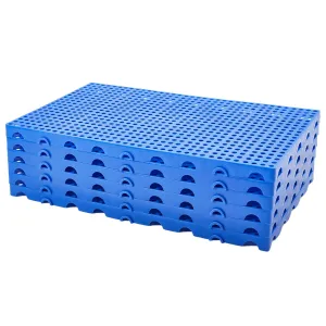 Heavy Duty Plastic Pallets 6-Pack, Blue Polypropylene Nestable Stacking Pallets for Shipping Storage, 100x60x5cm Low Profile Grid Pallets for Garage Warehouse Supermarket and Industrial Organization