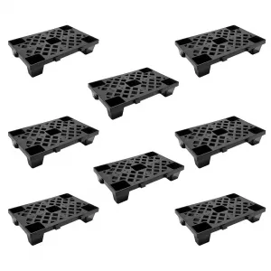 Plastic Pallets 19.7x11.8x3.9" Lightweight Nestable Stackable HDPE Interlocking Ventilated Garage Warehouse Storage