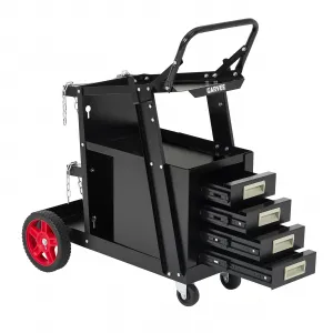 Welding Cart Heavy Duty Carbon Steel with 4 Drawers & Gas Tank Holder, Rolling Cart with Handle, 220 Lb Capacity for Mig/Tig Welder & Plasma Cutter, Workshop Use