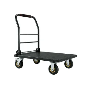 Heavy Duty Platform Truck Cart 1800LBS Capacity Foldable Handle Steel Flatbed Dolly with 6" Swivel Wheels and Brakes for Warehouse and Shipping