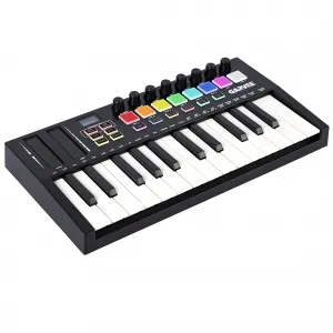 25 Key MIDI Keyboard Controller with DAW Integration, USB MIDI Keyboard Controller with 8 Drum Pads, 8 Knobs & OLED Display, Compact, Perfect for Music Production