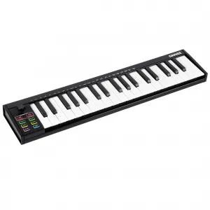 37-Key MIDI Keyboard Controller - USB MIDI with DAW Integration, 8 Drum Pads, OLED Display, Ideal for Professional Music Production (Black)