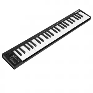 49 Key MIDI Keyboard Controller, USB MIDI Keyboard Controller with DAW Integration, 8 Drum Pads & OLED Display, Perfect for Music Production, Black