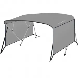 4 Bow Bimini Top Boat Cover with 1 Inch Aluminum Alloy Frame, Include 2 Straps, 2 Adjustable Rear Support Pole, Zippered Storage Boot, PU Coating Canvas - 8ft L*54 inch H*79inch-84inch W