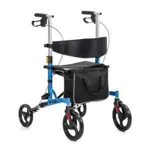 Rollator Walkers for Seniors with Seat,Folding Walker with Comfort Handle/Dual Braking System/Thick Backrest/4 Wheels,Lightweight Aluminum Frame Medical Walker Blue Normal