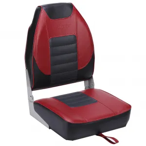 One Pair Marine High Back Folding Boat Seat (2 Seats) (Black/Red/Charcoal)