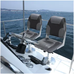 2 Pack Fold-Down Boat Seats + Thickened Sponge Padding + Weather-Resistant PVC + Aluminum Hinges + Easy Installation + Sightseeing & Fishing