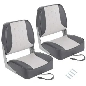2 Pack Boat Seats Low Back With Stainless Steel Screws For Sightseeing, Speedboat, Canoe, Grey
