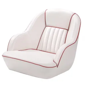 Pontoon Boat Seat, Captains Bucket Boat Seat, Back Folding Boat, Boat Cabin Seating - White & Red