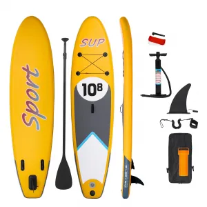 Inflatable Paddle Boards for Adults, PVC Stand Up Paddle Board 6 Inches Thick, Paddleboard with Non-Slip SUP Bottom Fin, Hand Pump and Carry Bag Inflatable Sup for Beginners Yellow