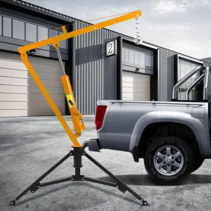 Hydraulic Hitch-Mount Truck Crane Professional 2-Inch Hitch Receiver, 3 Adjustable Capacities: 500 lbs, 750lbs, 1000 lbs (MAX) Yellow