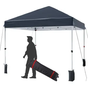 10' X 10' Instant Pop Up Canopy Tent for One Person Setup,Pop Up Commercial Canopy Tent,Outdoor Easy Up Tent w/1-Button Push,Wheeled Bag,4 Sandbags,Bonus 8 Stakes and 4 Ropes,Navy Blue