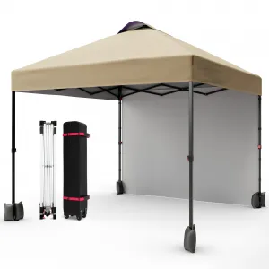 10'x10' Pop Up Tent, Pop Up Canopy With Sidewall, UPF 50+, Easy to Set Up Outdoor Canopy, Adjustable Portable Gazebo for Parties, Camping, Gazebo With Wheel Cover Bag, 4 Sand Bags, 4 Ropes and 8 Spikes