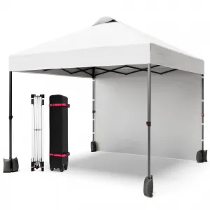 10'x10' Pop Up Tent, Pop Up Canopy With Sidewall, UPF 50+, Easy to Set Up Outdoor Canopy, Adjustable Portable Gazebo for Parties, Camping, Gazebo With Wheel Cover Bag, 4 Sand Bags, 4 Ropes and 8 Spikes