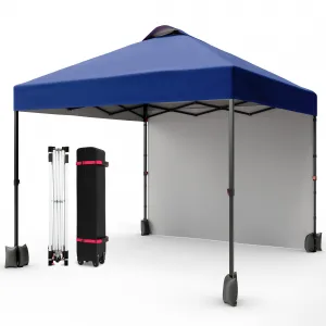 10'x10' Pop Up Tent, Pop Up Canopy With Sidewall, UPF 50+, Easy to Set Up Outdoor Canopy, Adjustable Portable Gazebo for Parties, Camping, Gazebo With Wheel Cover Bag, 4 Sand Bags, 4 Ropes and 8 Spikes
