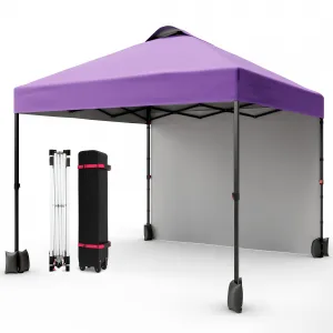 10'x10' Pop Up Tent, Pop Up Canopy With Sidewall, UPF 50+, Easy to Set Up Outdoor Canopy, Adjustable Portable Gazebo for Parties, Camping, Gazebo With Wheel Cover Bag, 4 Sand Bags, 4 Ropes and 8 Spikes