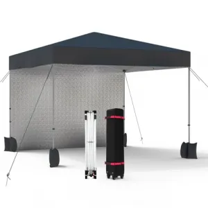 10'x10' Pop-Up Canopy Tent Vented Top, Removable Sidewall, Durable Oxford Cloth, Wheeled Bag & Adjustable Height for Outdoor Events