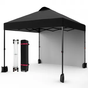 10'x10' Pop Up Tent, Pop Up Canopy With Sidewall, UPF 50+, Easy to Set Up Outdoor Canopy, Adjustable Portable Gazebo for Parties, Camping, Gazebo With Wheel Cover Bag, 4 Sand Bags, 4 Ropes and 8 Spikes