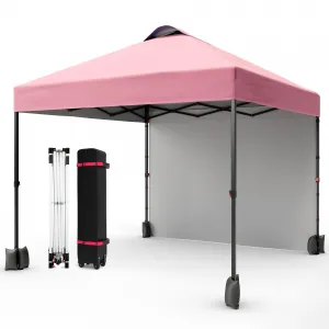 10'x10' Pop Up Tent, Pop Up Canopy With Sidewall, UPF 50+, Easy to Set Up Outdoor Canopy, Adjustable Portable Gazebo for Parties, Camping, Gazebo With Wheel Cover Bag, 4 Sand Bags, 4 Ropes and 8 Spikes