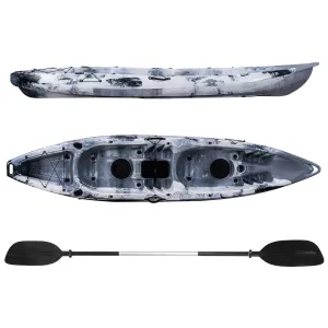Fishing Kayaks, 12.5FT Sit on Top Kayak for 2 or 3 Person with Paddle, Capacity of 661LBS, Hard Shell Recreational Ocean Kayak Boat