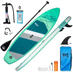 Inflatable Stand Up Paddle Board + Premium Accessories + Stable 33" Wide Design + Non-Slip Deck + 350 lb Capacity + 3 Fins + Suitable for All Skill Levels