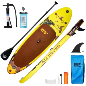 Inflatable Paddle Board 10'6" x 33" x 6" Lightweight & Stable | Adjustable Paddle, Camera Mount, 3 Fins | Non-Slip Deck, Portable | Lakes, Rivers, Oceans