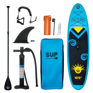 Inflatable Stand Up Paddle Board 10’6” x 33” x 6” + Premium Aluminum Paddle + Non-Slip Deck + PVC Material + Safety Rope + Backpack + Youth & Adults