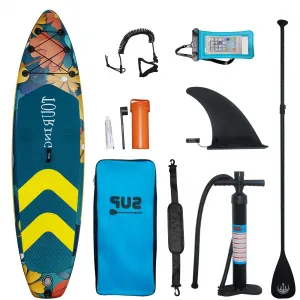 Inflatable Stand Up Paddle Board Premium Aluminum Paddle Non-Slip Deck Youth & Adults - Flower